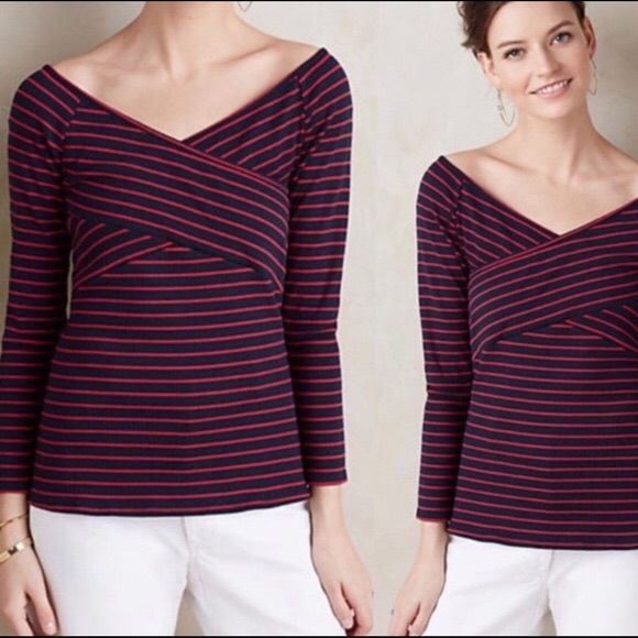 Anthropologie ribbed off shoulder top - Picture 3 of 5